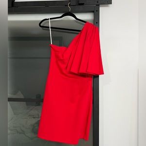 One shoulder Red mini dress
